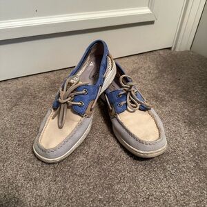 Sperry Women’s Shoes, Size 5.5, Blue/Cream/Tan Color, Moderately Worn